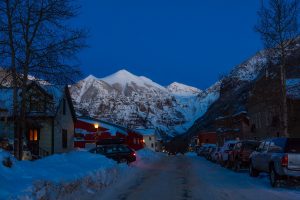 telluride, snow, mountains, cabins, mountain, snowboard, ski, winter, winter sports, state, us state, dusk