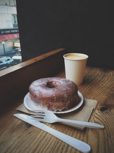 donut, coffee, coffee pairings, coffees, pair, pairing, doughnut, glazed donut, glazed, black coffee, french roast, glaze, sugar, bitter