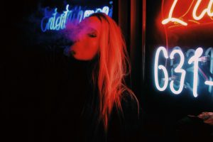 girl smoking, cigar 